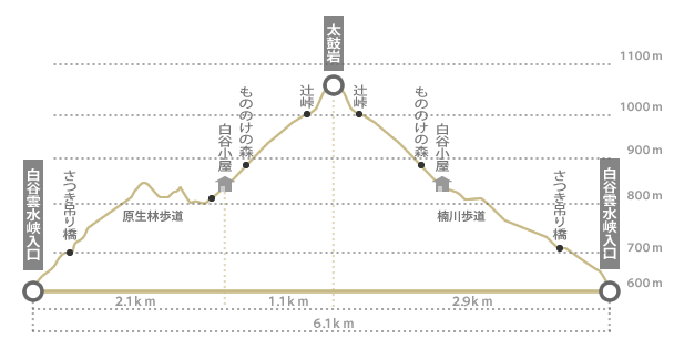 １泊２日フォトトレッキングの標高と距離