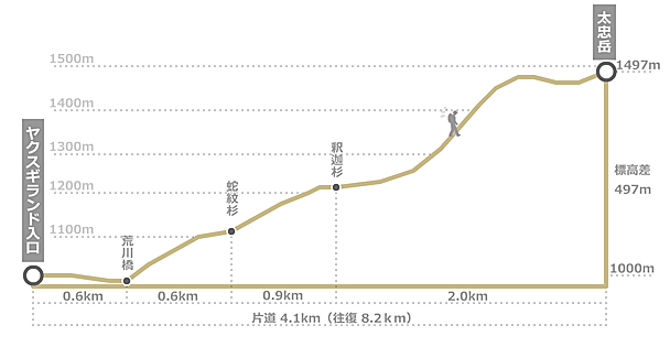 太忠岳の標高と距離